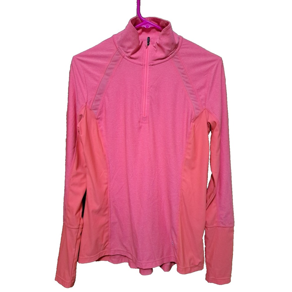 MPG Women's Pink Polyester Long Sleeve 1/3 Zipper Sport Active Shirt  Size Large